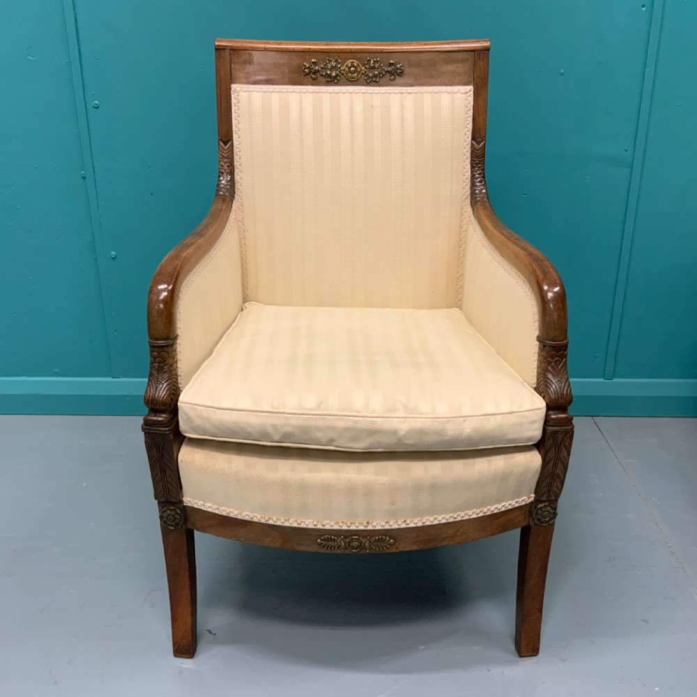 French Empire style armchair with brass mounts View II