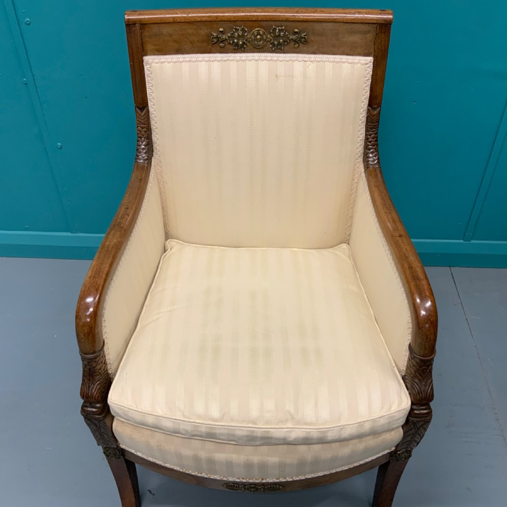 French Empire style armchair with brass mounts View V