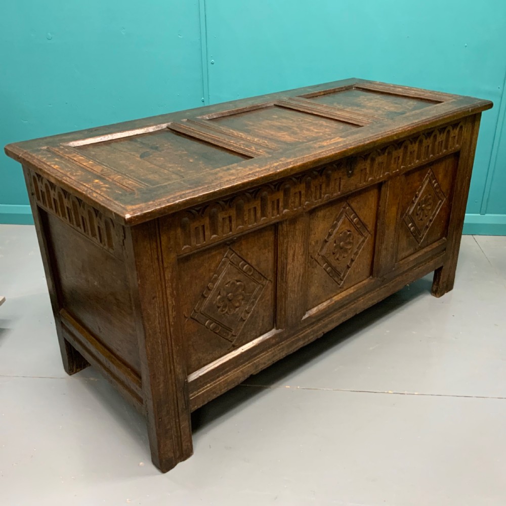 18th century oak panelled coffer