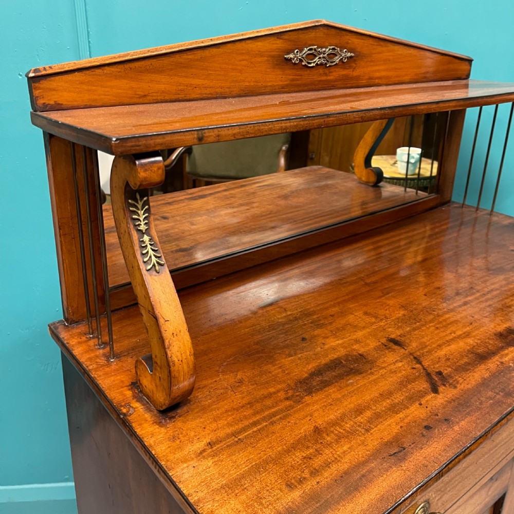 Regency pale mahogany chiffonier cabinet with mirror back View III