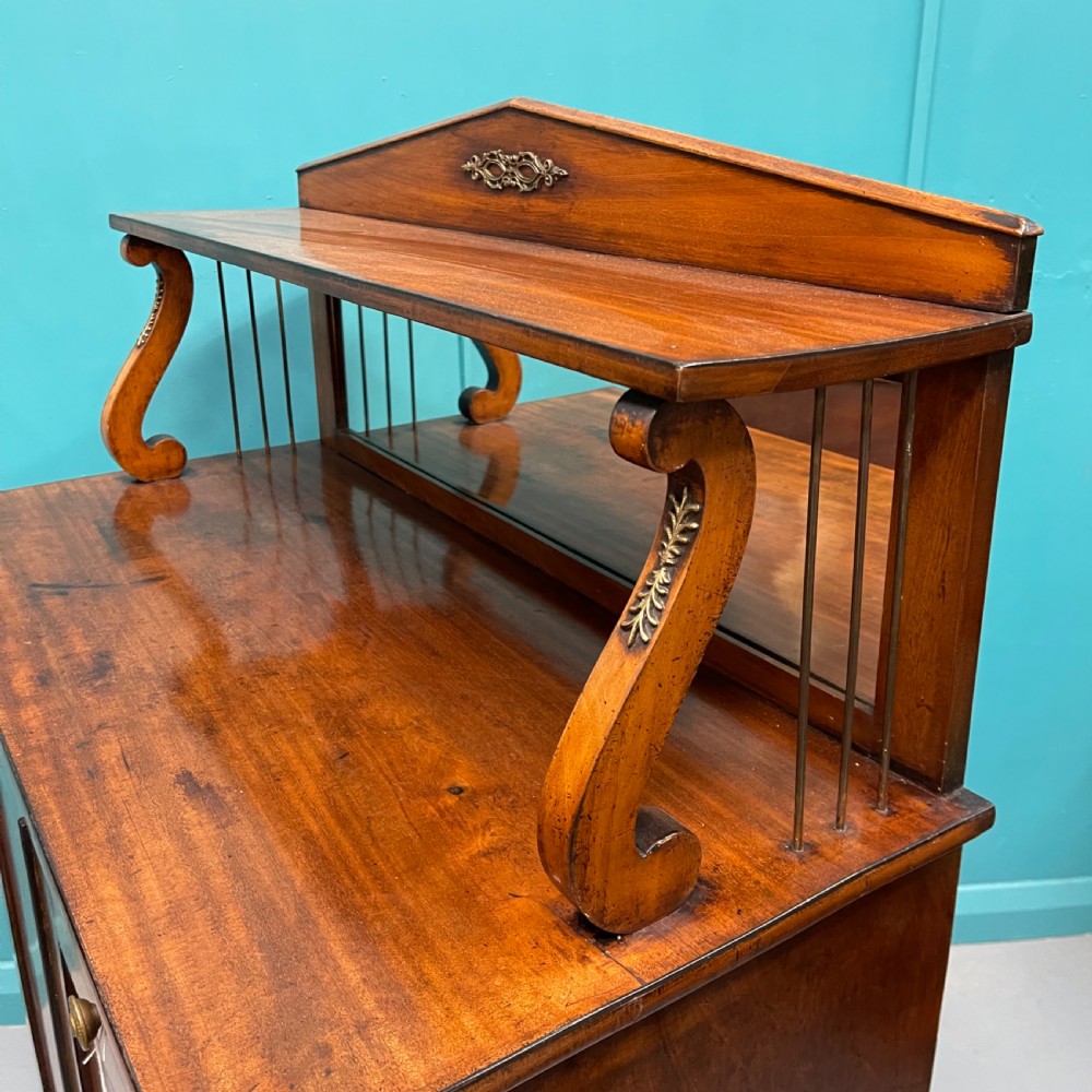 Regency pale mahogany chiffonier cabinet with mirror back View VI