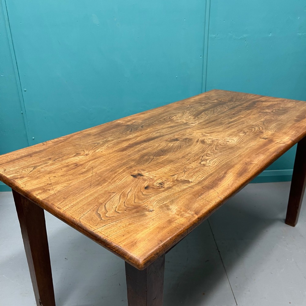 Early 19th century French elm farmhouse table View III