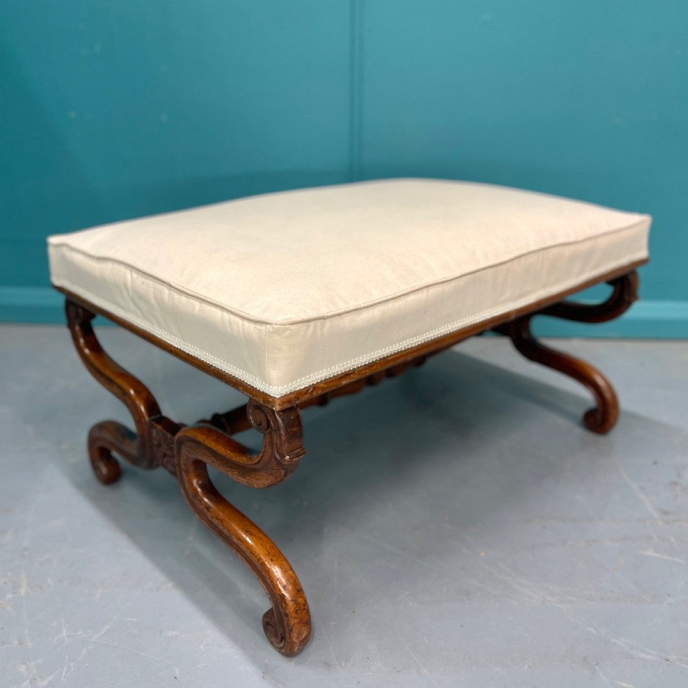 English Regency walnut X frame centre stool  View III