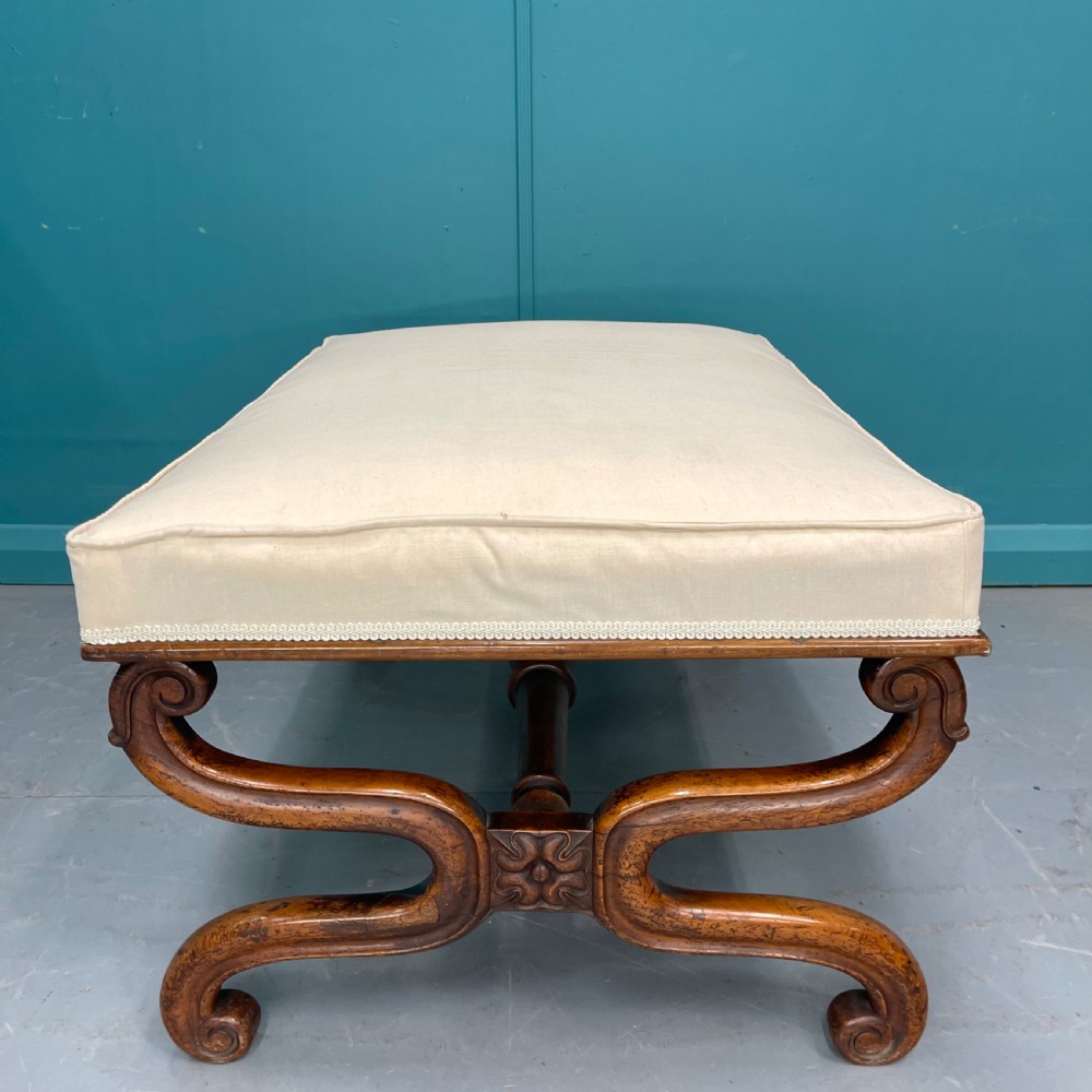 English Regency walnut X frame centre stool  View IV