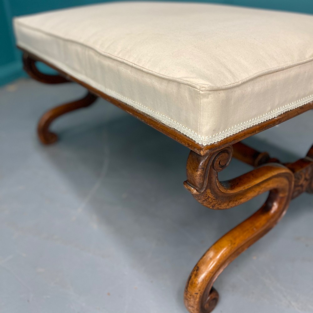 English Regency walnut X frame centre stool  View V