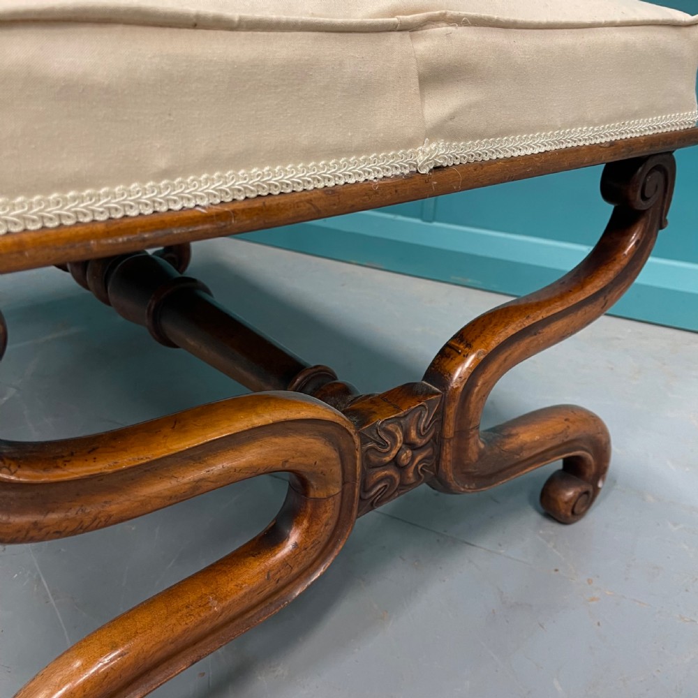 English Regency walnut X frame centre stool  View VI