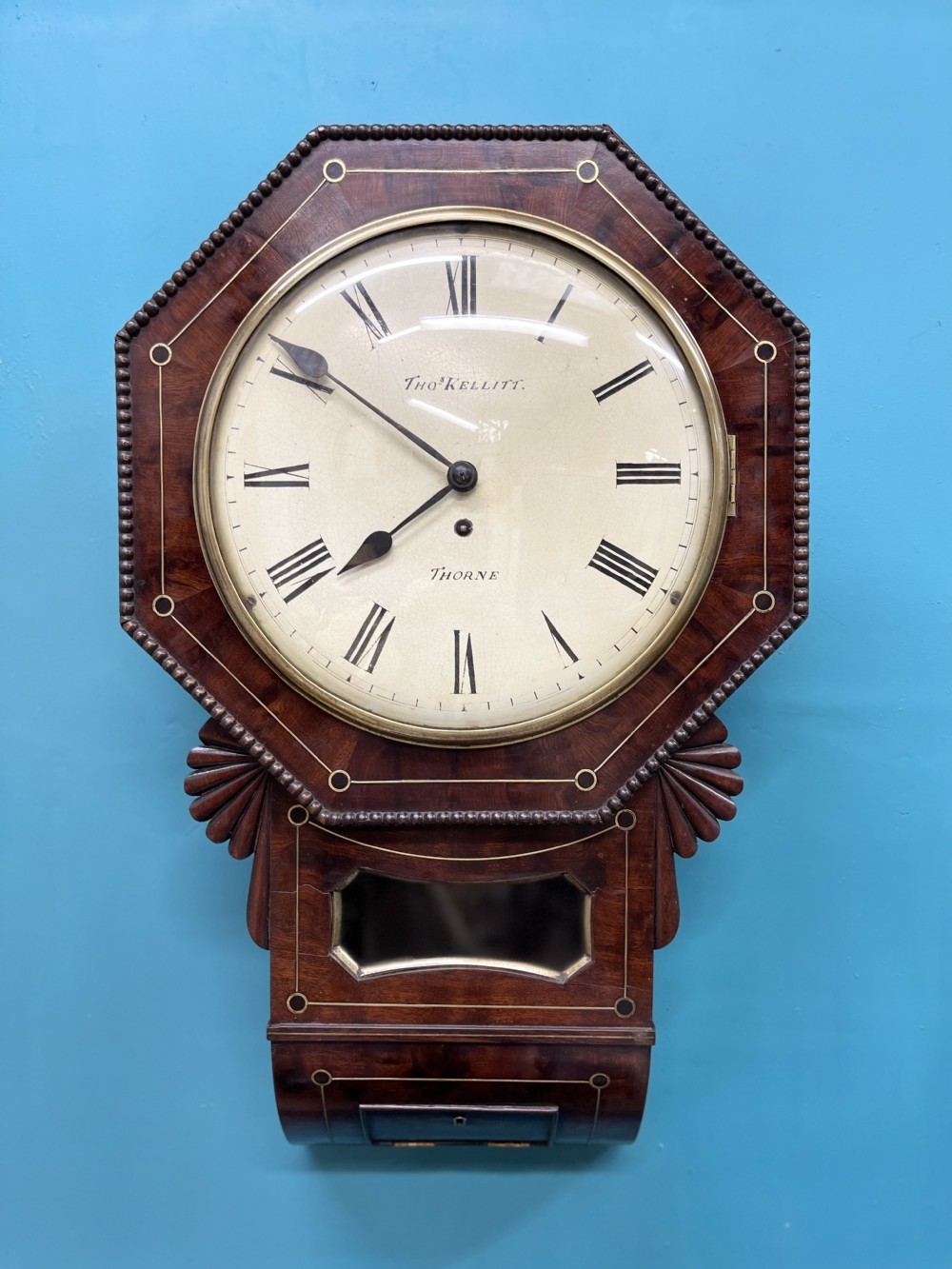 Regency brass strung fusee drop dial clock