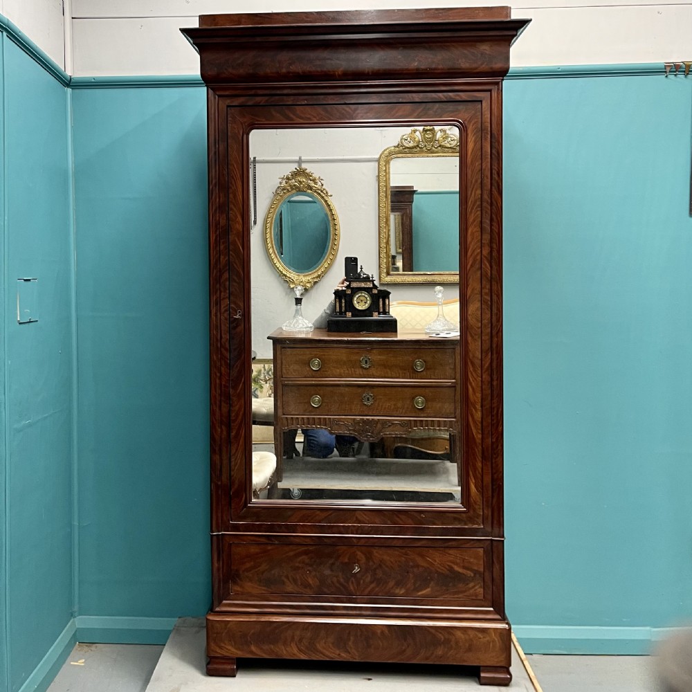 French mirror door armoire with adjustable shelves