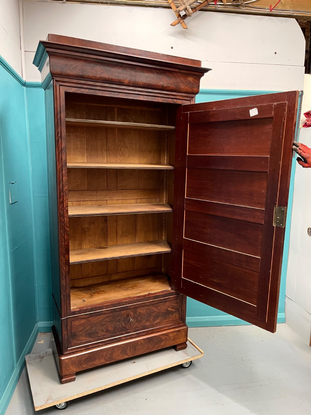 French mirror door armoire with adjustable shelves View III