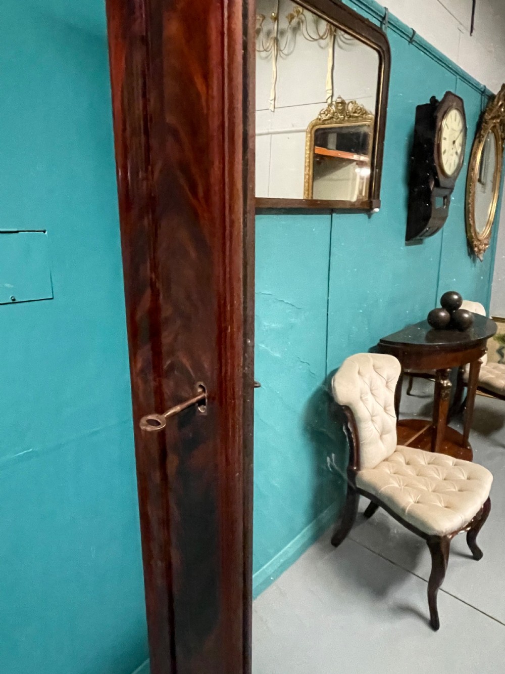 French mirror door armoire with adjustable shelves View IX