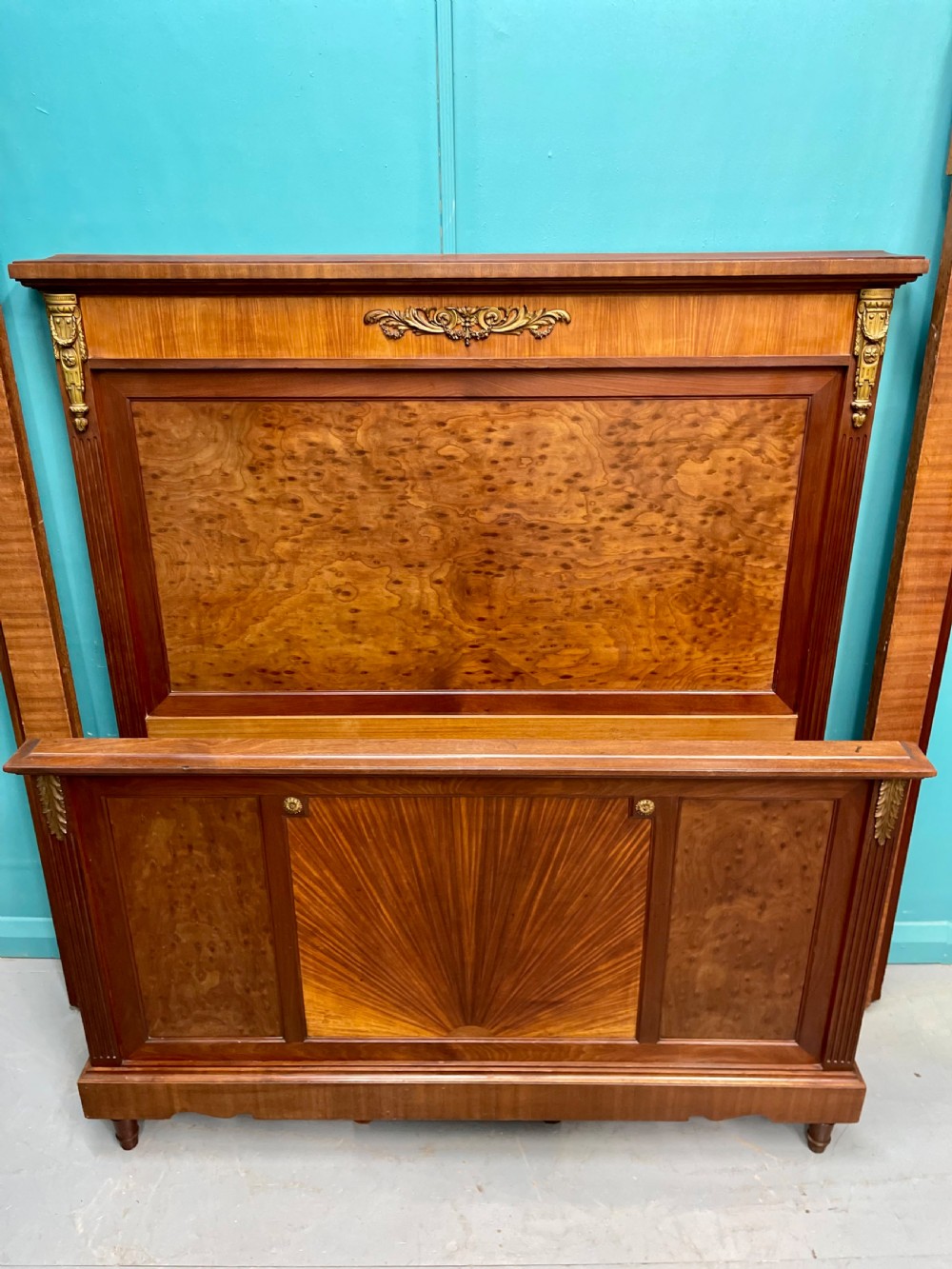 French 3/4 mahogany bed with brass mounts