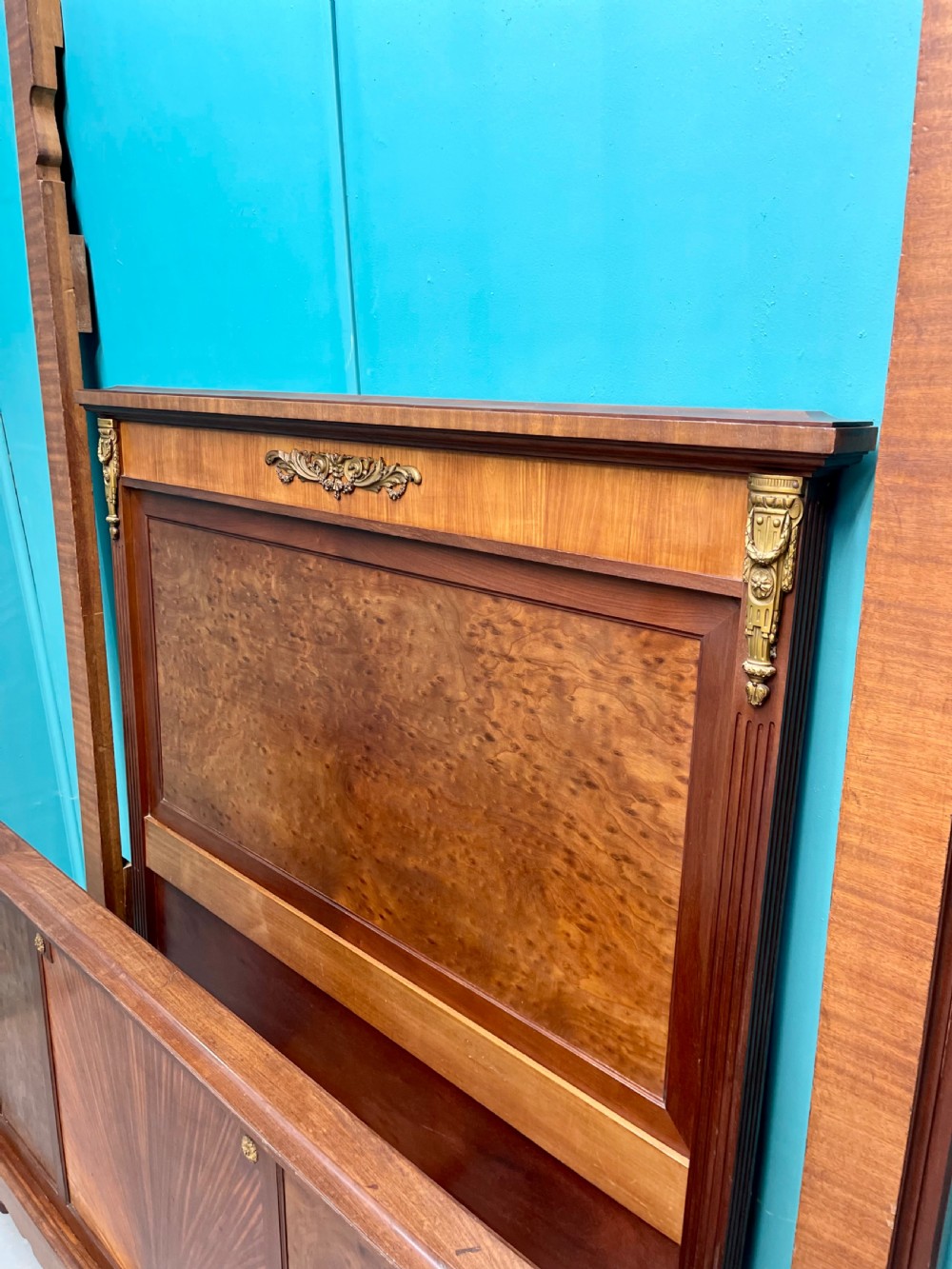 French 3/4 mahogany bed with brass mounts View III