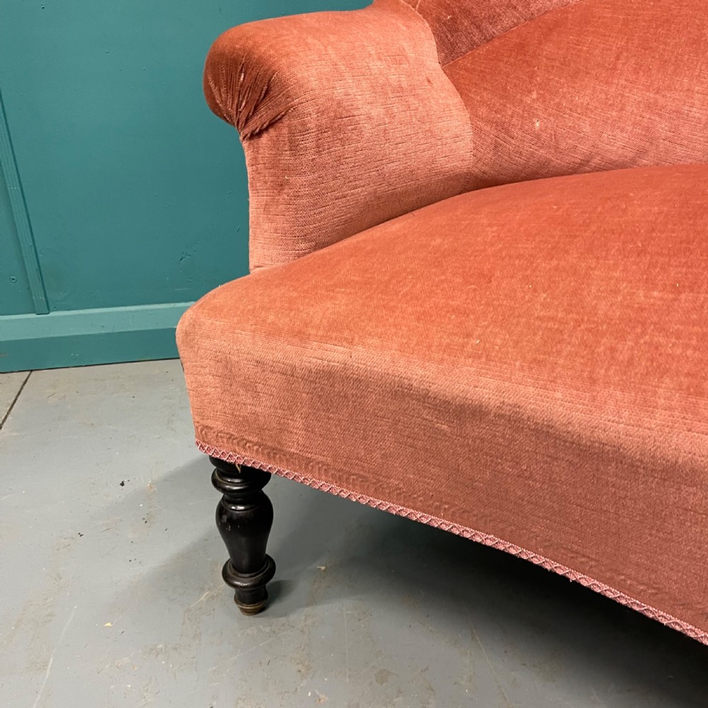 French Napoleon III style sofa on ebonised legs View III
