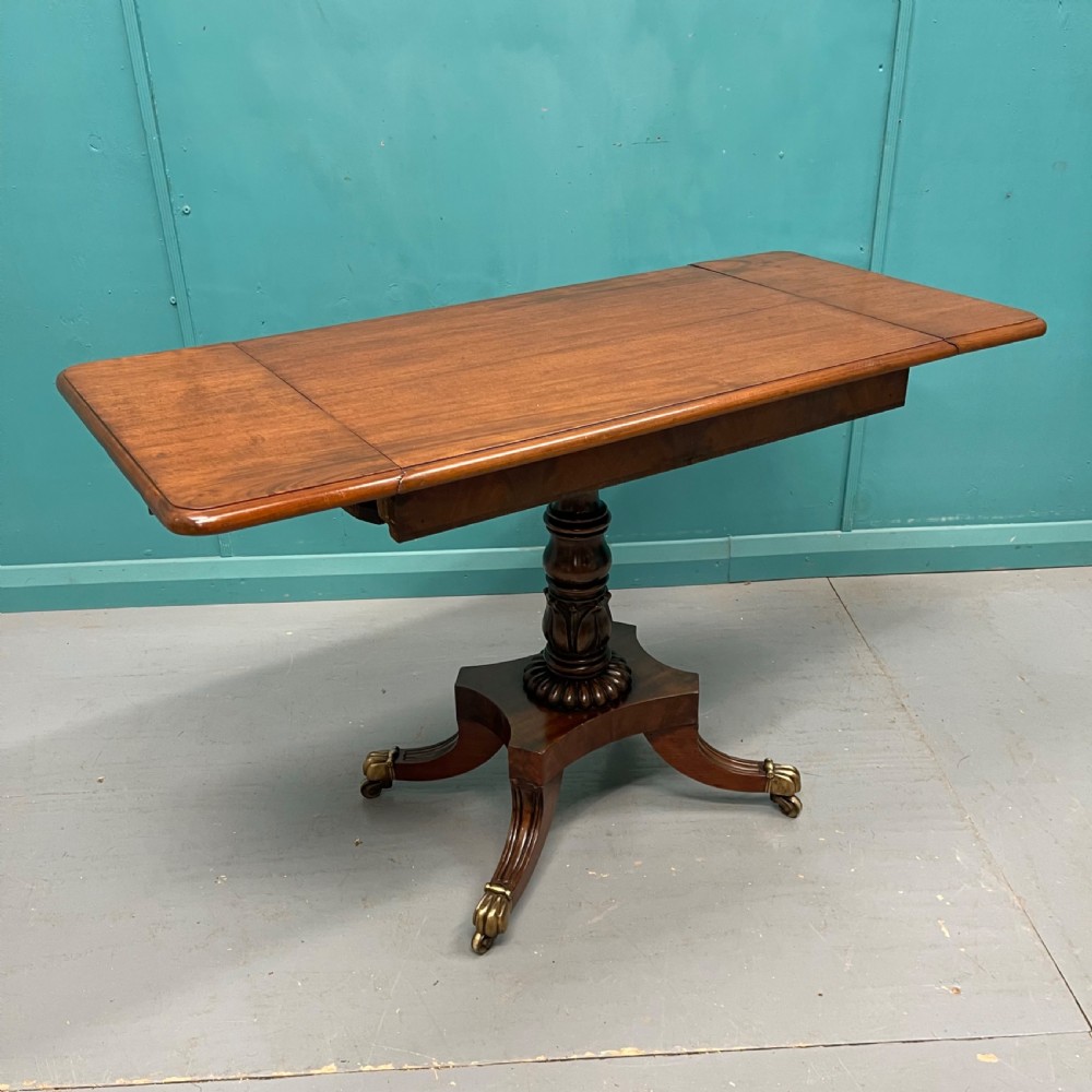 Regency drop leaf sofa table on lions paw castors