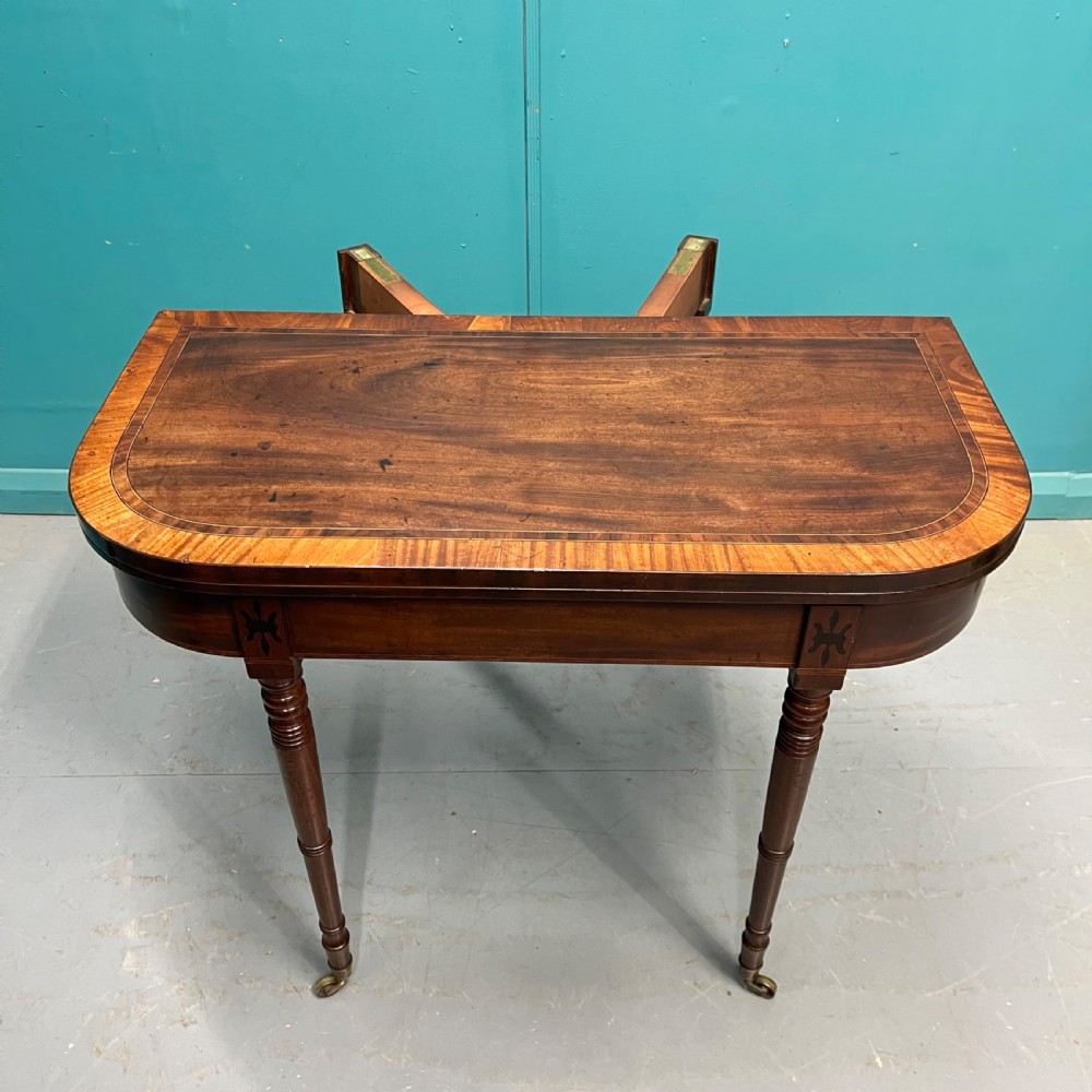 Regency cross banded games table on castors View V