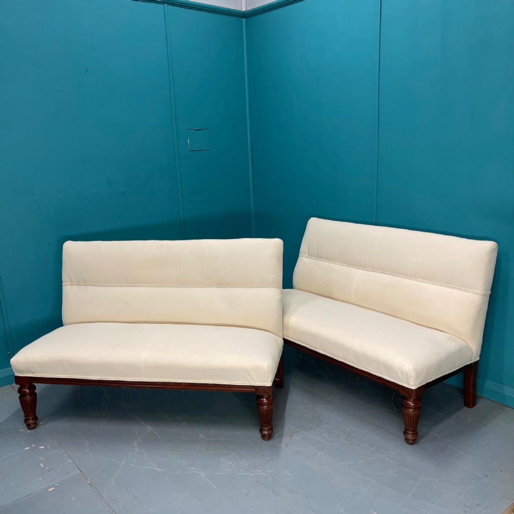 Pair of 19th century window seats in French linen View X
