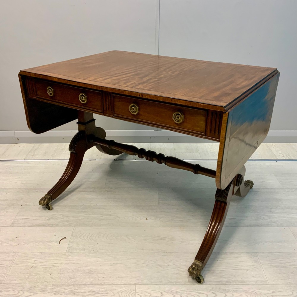 Regency mahogany and cross banded sofa table