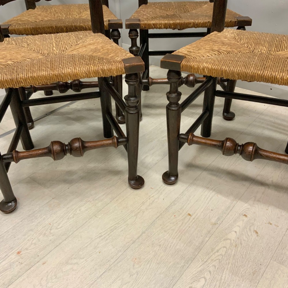 Set of 4 oak ladder back chairs View II