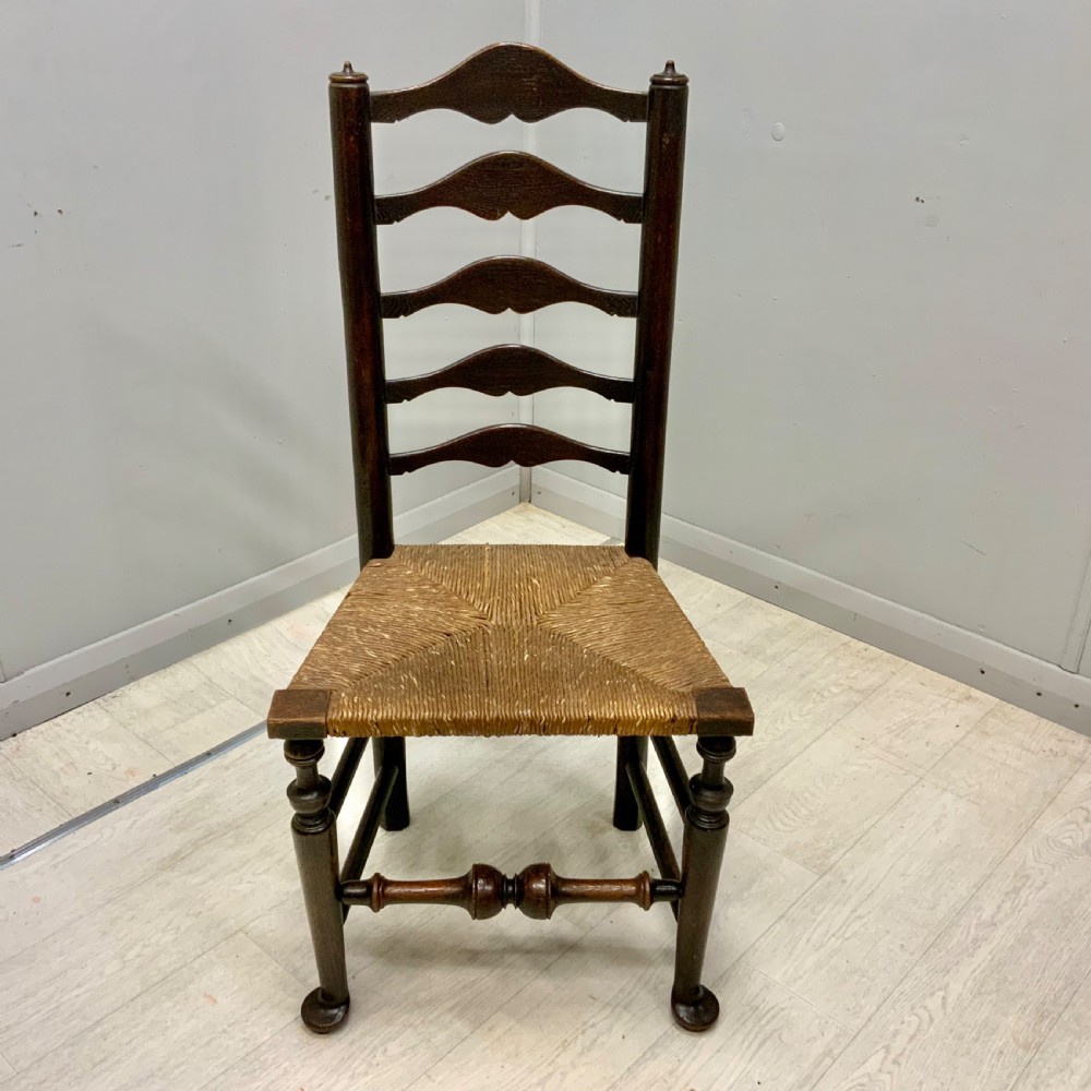 Set of 4 oak ladder back chairs View V