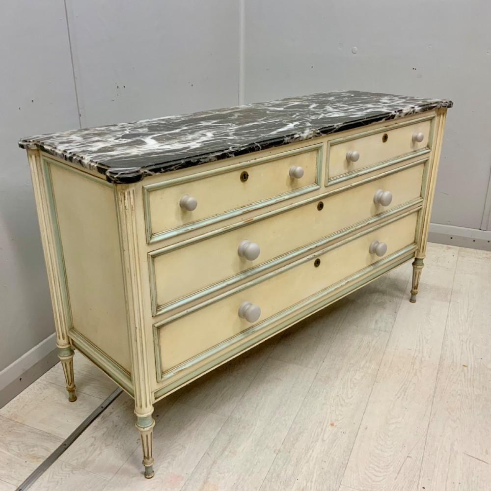 French painted marble top chest of drawers  View II