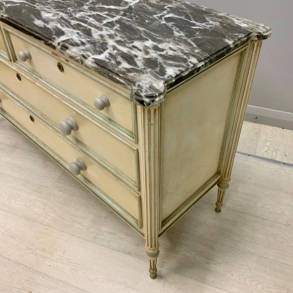 French painted marble top chest of drawers  View IV