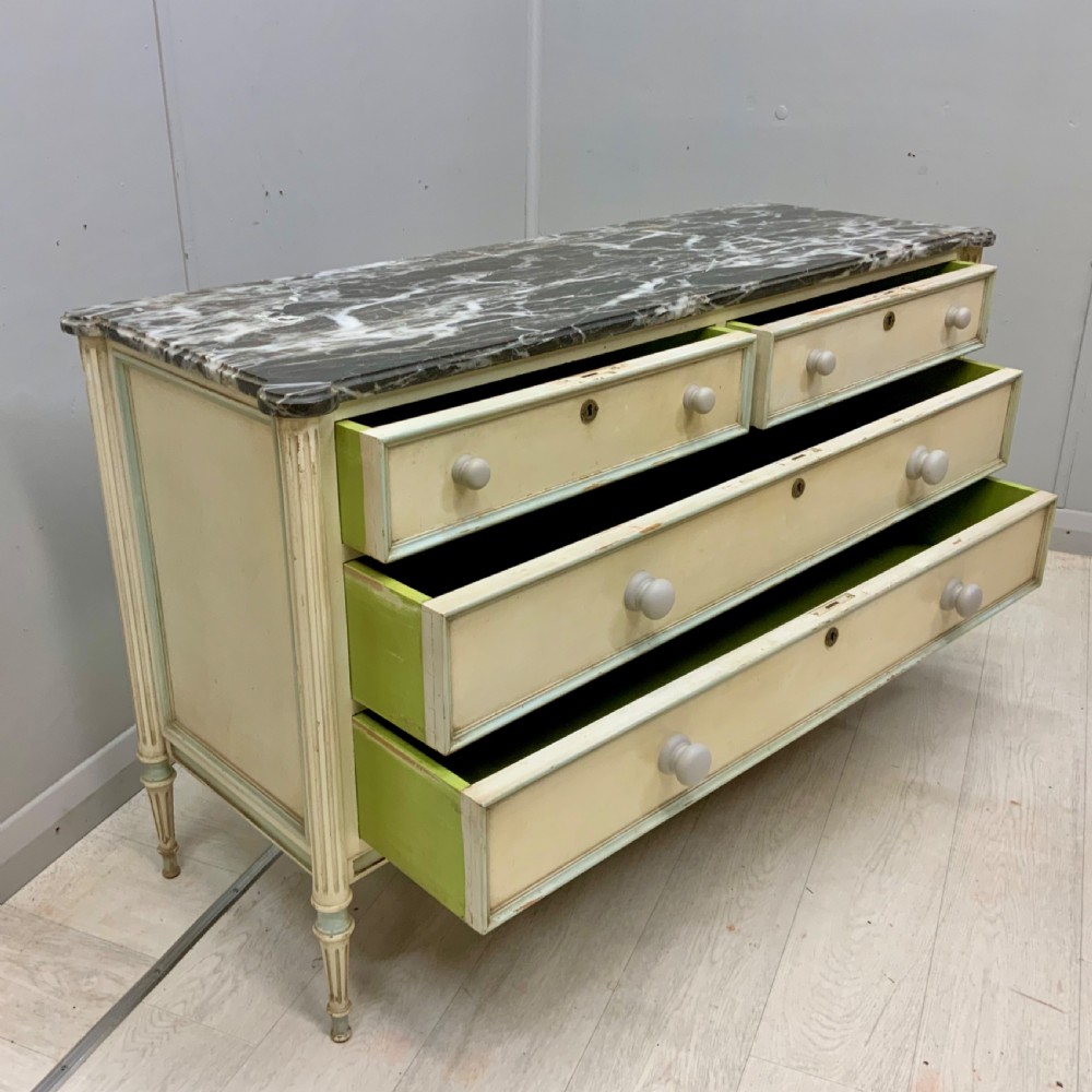 French painted marble top chest of drawers  View VI