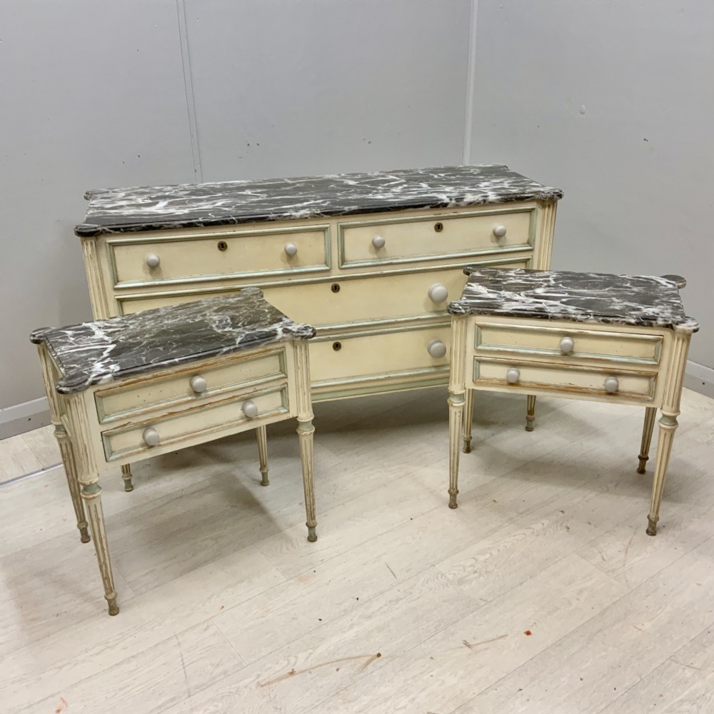French painted marble top chest of drawers  View VII