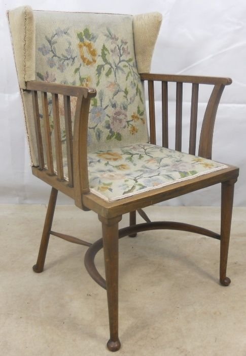 Edwardian Inlaid Mahogany Wing Armchair