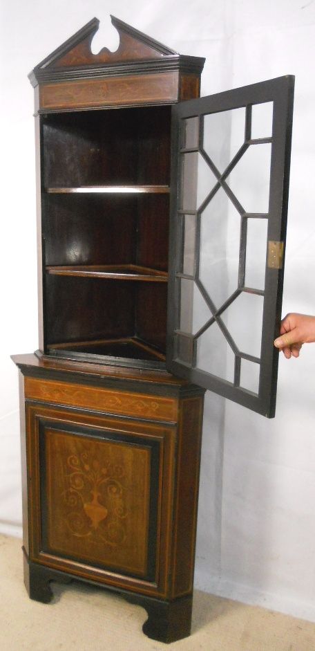 fig 1. Edwardian Inlaid Mahogany Standing Corner Cupboard