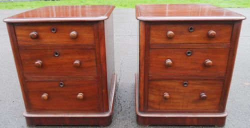 Pair Victorian Mahogany Bedside Chest of Drawers