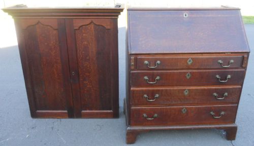GEORGIAN SMALL OAK BUREAU BOOKCASE EX 'SHAKESPEARE BIRTHPLACE TRUST' - ADDITIONAL PHOTO 11