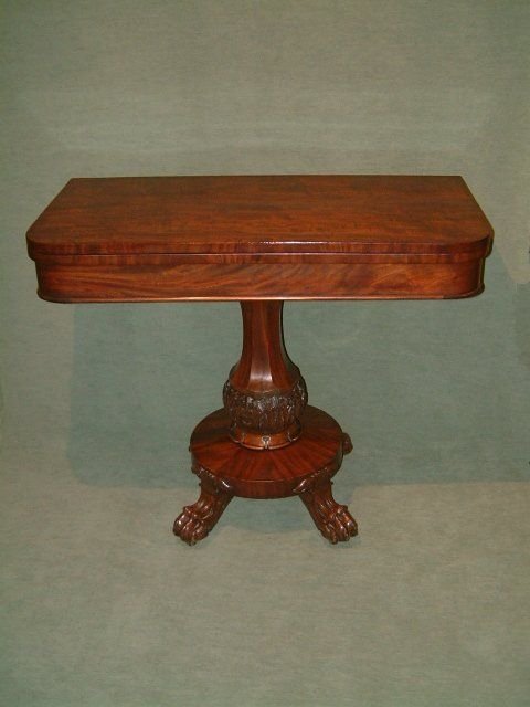Early Victorian Mahogany Tea Table with Well Carved Pedestal