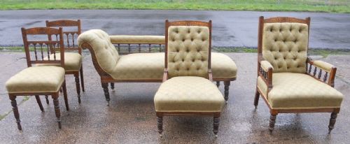 Edwardian Walnut Drawing Room Suite with Liberty Fabric Covering