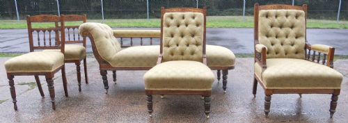 fig 2. Edwardian Walnut Drawing Room Suite with Liberty Fabric Covering
