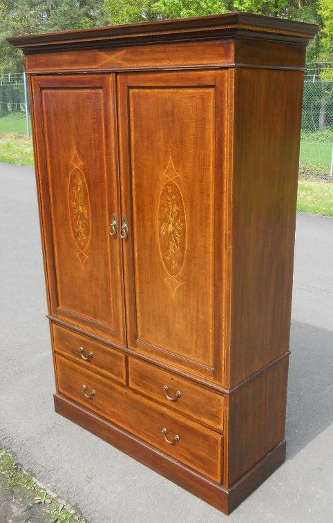 fig 2. Edwardian Mahogany Marquetry Inlaid Two Door Wardrobe