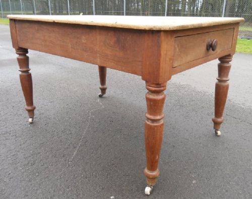 Victorian Pine & Fruitwood Base Kitchen Table
