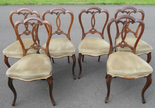 Set of Six Victorian Rosewood Dining Chairs