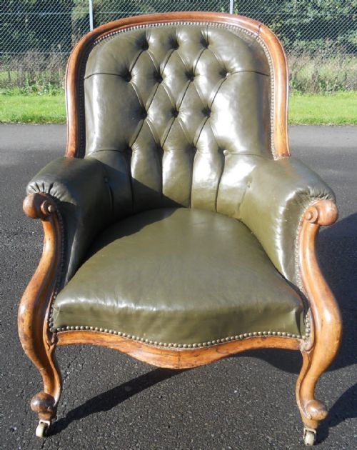 Victorian Mahogany Framed Leather Armchair
