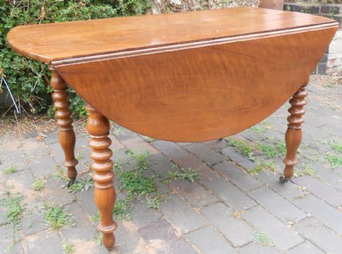 fig 1. Victorian Mahogany Round Dropleaf Extending Dining Table to Seat Eight