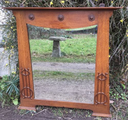 Arts & Craft Oak Hanging Wall Mirror
