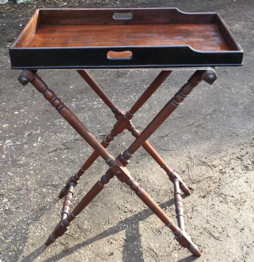 VICTORIAN MAHOGANY BUTLERS TRAY ON STAND