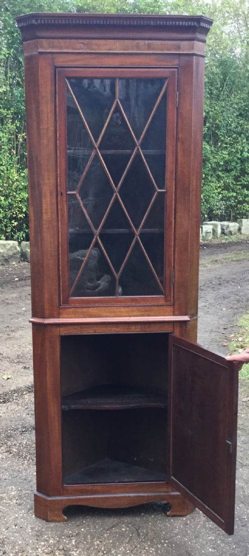 EDWARDIAN INLAID MAHOGANY STANDING CORNER CUPBOARD - ADDITIONAL PHOTO 5