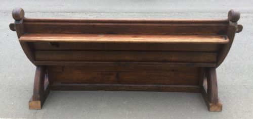 VICTORIAN PITCH PINE GOTHIC CHURCH BENCH - ADDITIONAL PHOTO 7