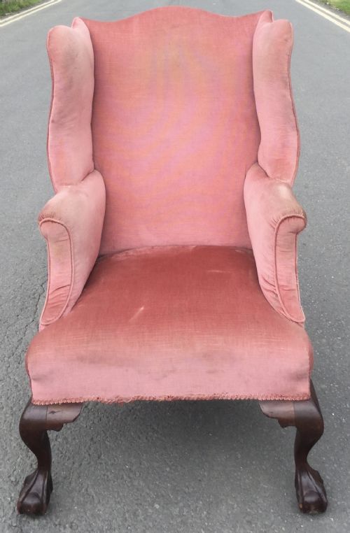 GEORGIAN STYLE WING FIRESIDE ARMCHAIR - ADDITIONAL PHOTO 1