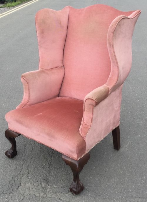 GEORGIAN STYLE WING FIRESIDE ARMCHAIR - ADDITIONAL PHOTO 3