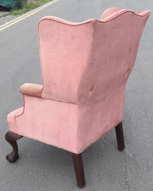 GEORGIAN STYLE WING FIRESIDE ARMCHAIR - ADDITIONAL PHOTO 4