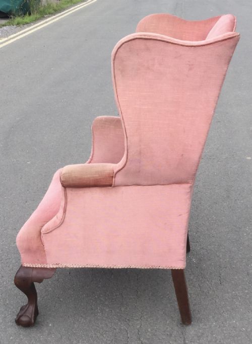 GEORGIAN STYLE WING FIRESIDE ARMCHAIR - ADDITIONAL PHOTO 6