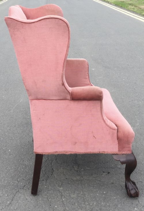 GEORGIAN STYLE WING FIRESIDE ARMCHAIR - ADDITIONAL PHOTO 8