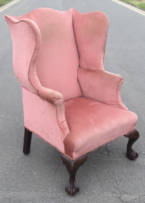 GEORGIAN STYLE WING FIRESIDE ARMCHAIR - ADDITIONAL PHOTO 9