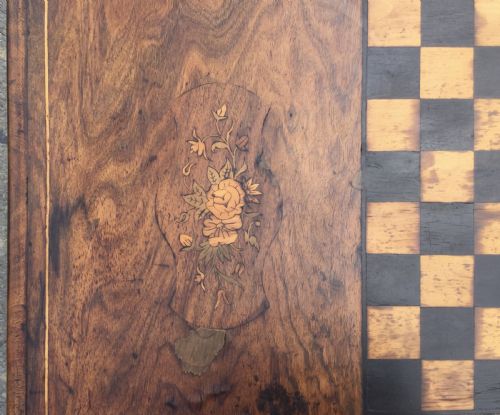 VICTORIAN INLAID WALNUT CHESS TOP TABLE - ADDITIONAL PHOTO 8